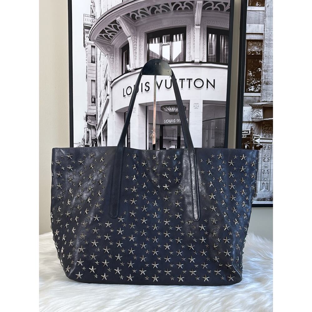 JIMMY CHOO Studded Star Leather Tote Bag - Navy Blue - Picture 6 of 12